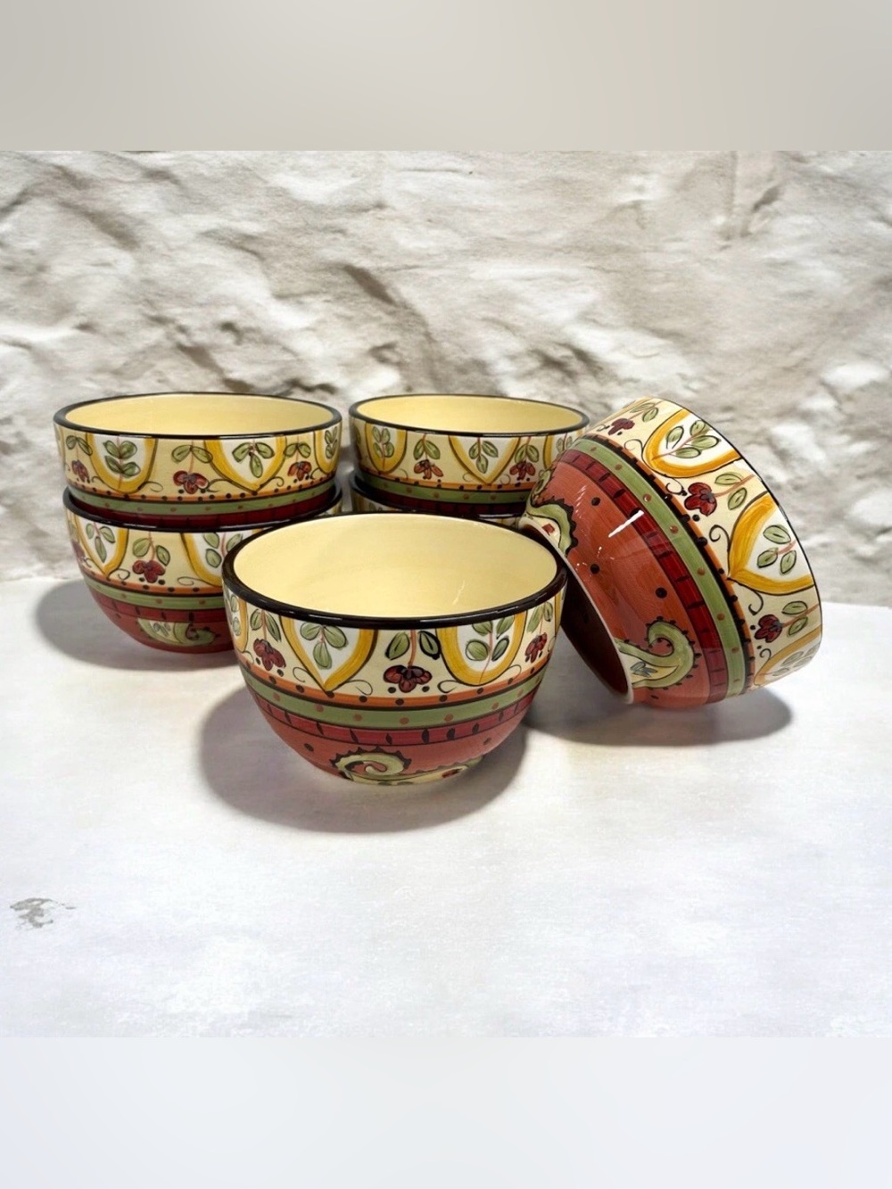 Tabletops Unlimited España Lexi Bowls Set 6 Hand Painted & Crafted Ceramic